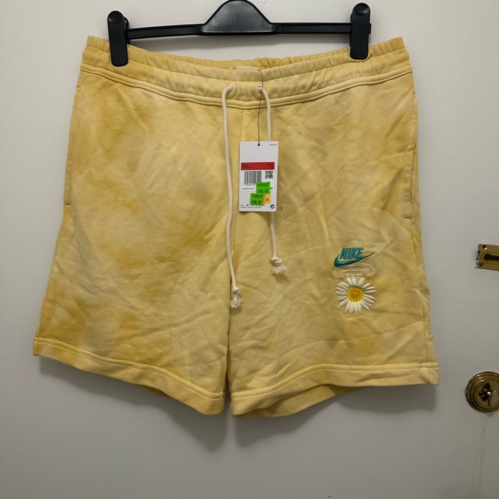 Nike Women's Athletic Shorts in Yellow with Daisy Embroidery